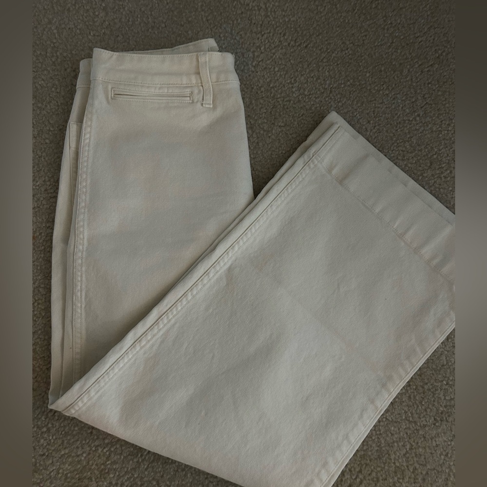 Madewell Emmett Wide Cropped Wide Leg Button Fly High Rise Denim Jean Ivory 30T